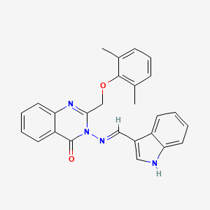molecular formula C26H22N4O2 B1189061 2-[(2,6-dimethylphenoxy)methyl]-3-[(1H-indol-3-ylmethylene)amino]-4(3H)-quinazolinone 