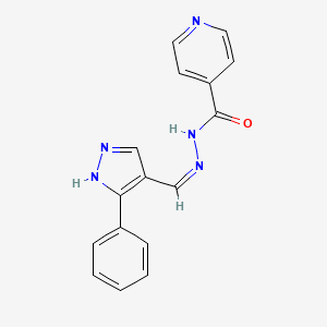 molecular formula C16H13N5O B1189067 N'-[(3-phenyl-1H-pyrazol-4-yl)methylene]isonicotinohydrazide 