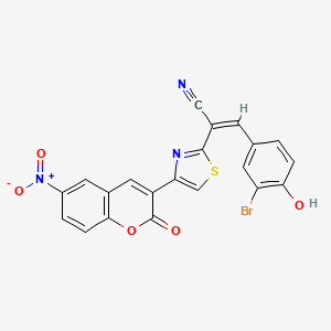 molecular formula C21H10BrN3O5S B1189069 3-(3-bromo-4-hydroxyphenyl)-2-(4-{6-nitro-2-oxo-2H-chromen-3-yl}-1,3-thiazol-2-yl)acrylonitrile 