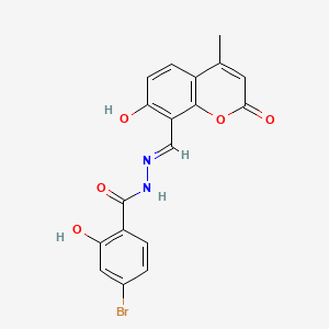 4-bromo-2-hydroxy-N-[(E)-(7-hydroxy-4-methyl-2-oxochromen-8-yl)methylideneamino]benzamide