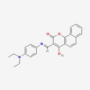 molecular formula C24H22N2O3 B1189076 3-({[4-(diethylamino)phenyl]imino}methyl)-4-hydroxy-2H-benzo[h]chromen-2-one 
