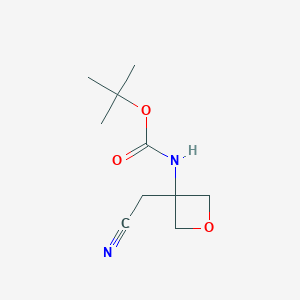 molecular formula C10H16N2O3 B11890874 tert-Butyl (3-(cyanomethyl)oxetan-3-yl)carbamate 