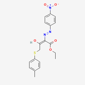molecular formula C19H19N3O5S B1189094 Ethyl 2-({4-nitrophenyl}hydrazono)-4-[(4-methylphenyl)sulfanyl]-3-oxobutanoate 