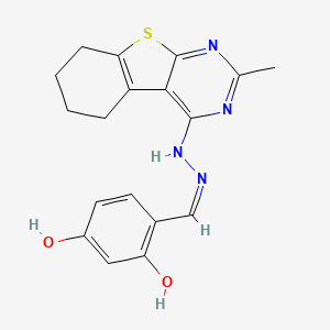 molecular formula C18H18N4O2S B1189095 2,4-Dihydroxybenzaldehyde (2-methyl-5,6,7,8-tetrahydro[1]benzothieno[2,3-d]pyrimidin-4-yl)hydrazone 