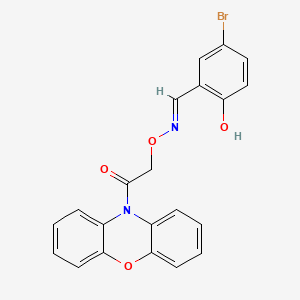 molecular formula C21H15BrN2O4 B1189096 5-bromo-2-hydroxybenzaldehyde O-[2-oxo-2-(10H-phenoxazin-10-yl)ethyl]oxime 