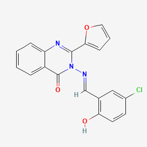 molecular formula C19H12ClN3O3 B1189097 3-[(5-chloro-2-hydroxybenzylidene)amino]-2-(2-furyl)-4(3H)-quinazolinone 