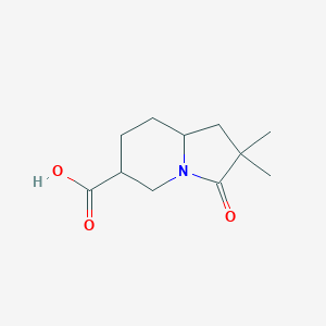 molecular formula C11H17NO3 B11890972 2,2-Dimethyl-3-oxooctahydroindolizine-6-carboxylic acid 