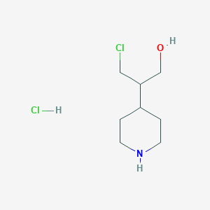 molecular formula C8H17Cl2NO B11891037 3-Chloro-2-(piperidin-4-yl)propan-1-ol hydrochloride CAS No. 1356087-50-7