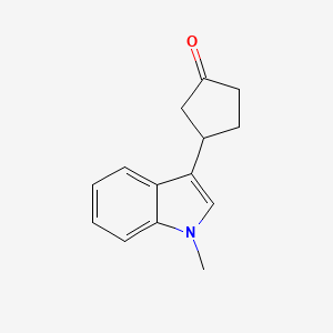 molecular formula C14H15NO B11891043 Cyclopentanone, 3-(1-methyl-1H-indol-3-yl)- CAS No. 220970-48-9