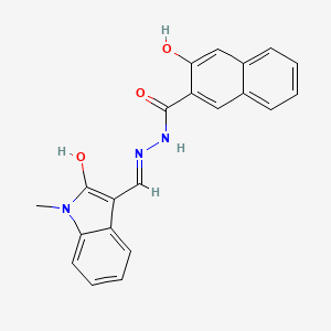 molecular formula C21H17N3O3 B1189106 3-hydroxy-N'-[(1-methyl-2-oxo-1,2-dihydro-3H-indol-3-ylidene)methyl]-2-naphthohydrazide 