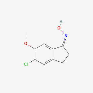 molecular formula C10H10ClNO2 B11891198 5-Chloro-6-methoxy-2,3-dihydro-1H-inden-1-one oxime 