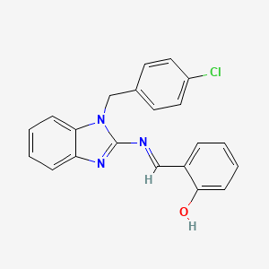 molecular formula C21H16ClN3O B1189124 2-[(E)-{[1-(4-chlorobenzyl)-1H-benzimidazol-2-yl]imino}methyl]phenol 