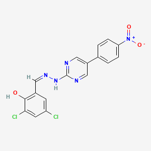 molecular formula C17H11Cl2N5O3 B1189129 3,5-Dichloro-2-hydroxybenzaldehyde (5-{4-nitrophenyl}-2-pyrimidinyl)hydrazone 
