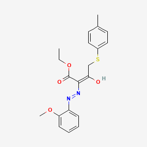 molecular formula C20H22N2O4S B1189136 Ethyl 2-[(2-methoxyphenyl)hydrazono]-4-[(4-methylphenyl)sulfanyl]-3-oxobutanoate 
