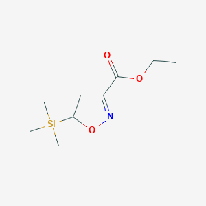 molecular formula C9H17NO3Si B11891372 3-Isoxazolecarboxylic acid, 4,5-dihydro-5-(trimethylsilyl)-, ethyl ester CAS No. 139146-96-6