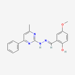 molecular formula C19H18N4O2 B1189138 2-Hydroxy-5-methoxybenzaldehyde (4-methyl-6-phenyl-2-pyrimidinyl)hydrazone 