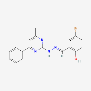 molecular formula C18H15BrN4O B1189139 4-bromo-2-{(E)-[2-(4-methyl-6-phenylpyrimidin-2-yl)hydrazinylidene]methyl}phenol 