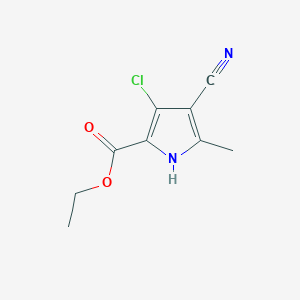 molecular formula C9H9ClN2O2 B11891448 ethyl 3-chloro-4-cyano-5-methyl-1H-pyrrole-2-carboxylate 