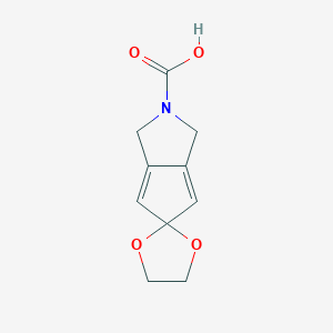 molecular formula C10H11NO4 B11891501 Spiro[cyclopenta[c]pyrrole-5(1H),2'-[1,3]dioxolane]-2(3H)-carboxylicacid 