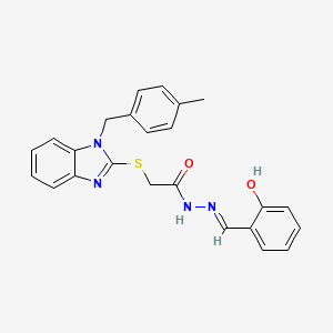 molecular formula C24H22N4O2S B1189154 N'-(2-hydroxybenzylidene)-2-{[1-(4-methylbenzyl)-1H-benzimidazol-2-yl]sulfanyl}acetohydrazide 