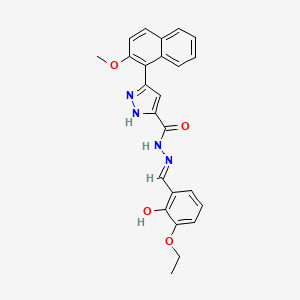 molecular formula C24H22N4O4 B1189163 N'-(3-ethoxy-2-hydroxybenzylidene)-3-(2-methoxy-1-naphthyl)-1H-pyrazole-5-carbohydrazide 