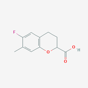 molecular formula C11H11FO3 B11891638 6-Fluoro-7-methylchroman-2-carboxylic acid 