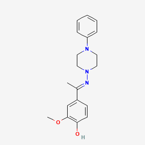 molecular formula C19H23N3O2 B1189165 2-Methoxy-4-(N-(4-phenyl-1-piperazinyl)ethanimidoyl)phenol 