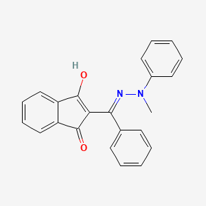 molecular formula C23H18N2O2 B1189167 2-[(2-methyl-2-phenylhydrazino)(phenyl)methylene]-1H-indene-1,3(2H)-dione 
