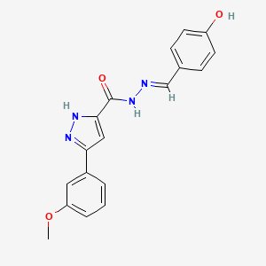 molecular formula C18H16N4O3 B1189171 N'-(4-Hydroxybenzylidene)-3-(3-methoxyphenyl)-1H-pyrazole-5-carbohydrazide 