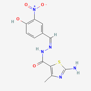 molecular formula C12H11N5O4S B1189180 2-amino-N'-{4-hydroxy-3-nitrobenzylidene}-4-methyl-1,3-thiazole-5-carbohydrazide 