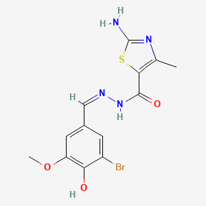 molecular formula C13H13BrN4O3S B1189181 2-amino-N'-(3-bromo-4-hydroxy-5-methoxybenzylidene)-4-methyl-1,3-thiazole-5-carbohydrazide 