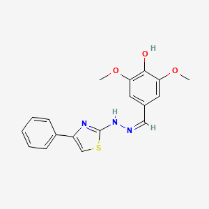molecular formula C18H17N3O3S B1189183 4-Hydroxy-3,5-dimethoxybenzaldehyde (4-phenyl-1,3-thiazol-2-yl)hydrazone 