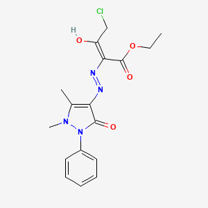 molecular formula C17H19ClN4O4 B1189191 ethyl 4-chloro-2-[(1,5-dimethyl-3-oxo-2-phenyl-2,3-dihydro-1H-pyrazol-4-yl)hydrazono]-3-oxobutanoate 