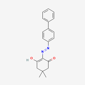 molecular formula C20H20N2O2 B1189193 5,5-Dimethyl-2-[(4-phenylphenyl)hydrazinylidene]cyclohexane-1,3-dione 