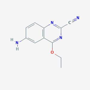 molecular formula C11H10N4O B11891954 6-Amino-4-ethoxyquinazoline-2-carbonitrile 