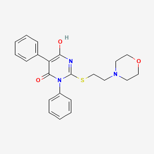 molecular formula C22H23N3O3S B1189197 Pyrimidin-4(3H)-one, 6-hydroxy-2-(2-morpholinoethylthio)-3,5-diphenyl- 