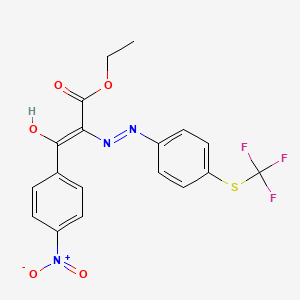 molecular formula C18H14F3N3O5S B1189198 Ethyl 3-{4-nitrophenyl}-3-oxo-2-({4-[(trifluoromethyl)sulfanyl]phenyl}hydrazono)propanoate 