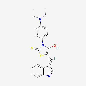 molecular formula C22H21N3OS2 B1189200 3-[4-(diethylamino)phenyl]-5-(1H-indol-3-ylmethylene)-2-thioxo-1,3-thiazolidin-4-one 