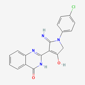 molecular formula C18H13ClN4O2 B1189204 2-[2-amino-1-(4-chlorophenyl)-4-oxo-4,5-dihydro-1H-pyrrol-3-yl]-4(3H)-quinazolinone 