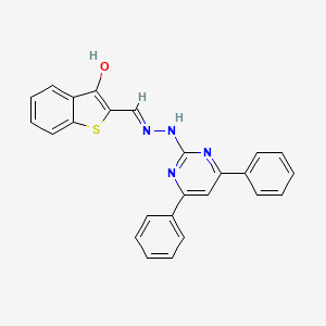 molecular formula C25H18N4OS B1189208 3-Hydroxy-1-benzothiophene-2-carbaldehyde (4,6-diphenyl-2-pyrimidinyl)hydrazone 