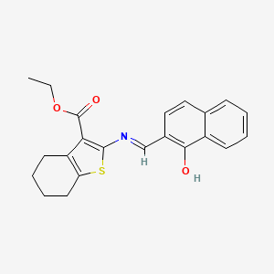molecular formula C22H21NO3S B1189209 Ethyl 2-{[(1-hydroxy-2-naphthyl)methylene]amino}-4,5,6,7-tetrahydro-1-benzothiophene-3-carboxylate 