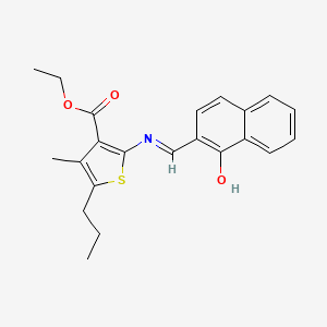 molecular formula C22H23NO3S B1189211 Ethyl 2-{[(1-hydroxy-2-naphthyl)methylene]amino}-4-methyl-5-propyl-3-thiophenecarboxylate 