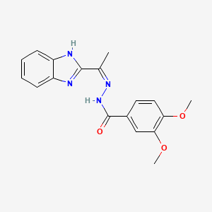 molecular formula C18H18N4O3 B1189212 N'-[1-(1H-benzimidazol-2-yl)ethylidene]-3,4-dimethoxybenzohydrazide 