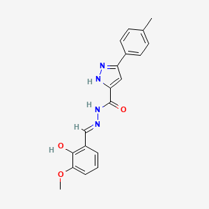 molecular formula C19H18N4O3 B1189223 N'-(2-hydroxy-3-methoxybenzylidene)-3-(4-methylphenyl)-1H-pyrazole-5-carbohydrazide 