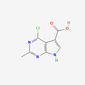 molecular formula C8H6ClN3O2 B11892247 4-Chloro-2-methyl-7H-pyrrolo[2,3-d]pyrimidine-5-carboxylic acid 