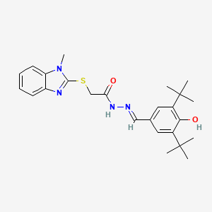 molecular formula C25H32N4O2S B1189225 N'-(3,5-ditert-butyl-4-hydroxybenzylidene)-2-[(1-methyl-1H-benzimidazol-2-yl)sulfanyl]acetohydrazide 