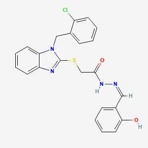 molecular formula C23H19ClN4O2S B1189229 2-{[1-(2-chlorobenzyl)-1H-benzimidazol-2-yl]sulfanyl}-N'-(2-hydroxybenzylidene)acetohydrazide 