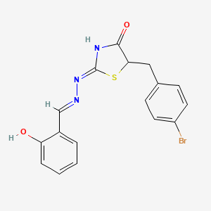 molecular formula C17H14BrN3O2S B1189235 (2Z)-5-(4-bromobenzyl)-2-[(2E)-(2-hydroxybenzylidene)hydrazinylidene]-1,3-thiazolidin-4-one 