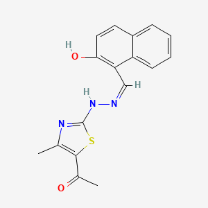 molecular formula C17H15N3O2S B1189237 2-Hydroxy-1-naphthaldehyde (5-acetyl-4-methyl-1,3-thiazol-2-yl)hydrazone 
