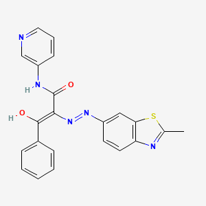 molecular formula C22H17N5O2S B1189239 2-[(2-methyl-1,3-benzothiazol-6-yl)hydrazono]-3-oxo-3-phenyl-N-(3-pyridinyl)propanamide 